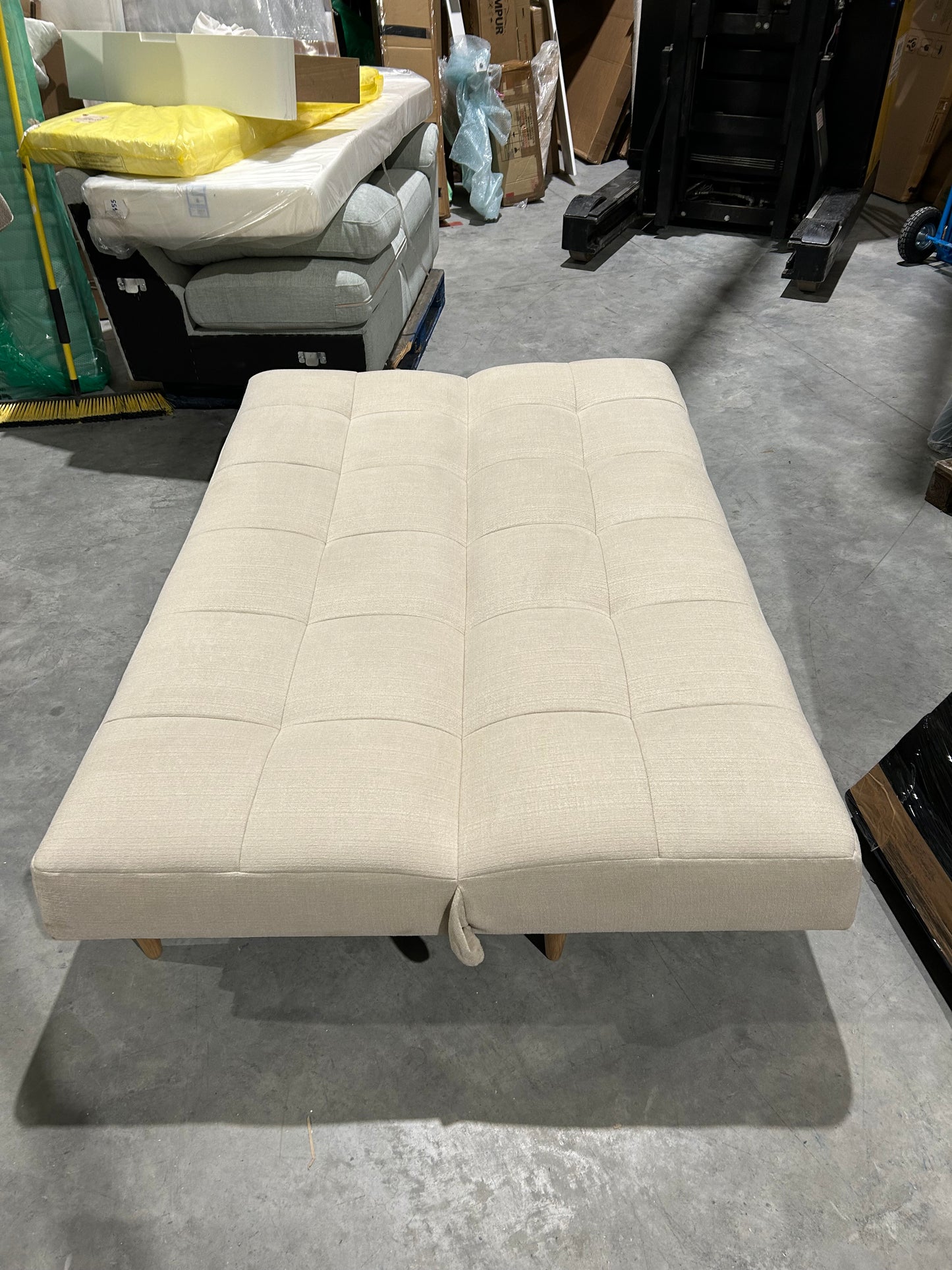 John Lewis Linear Medium 2 Seater Sofa Bed, Light Leg, Chenille Natural