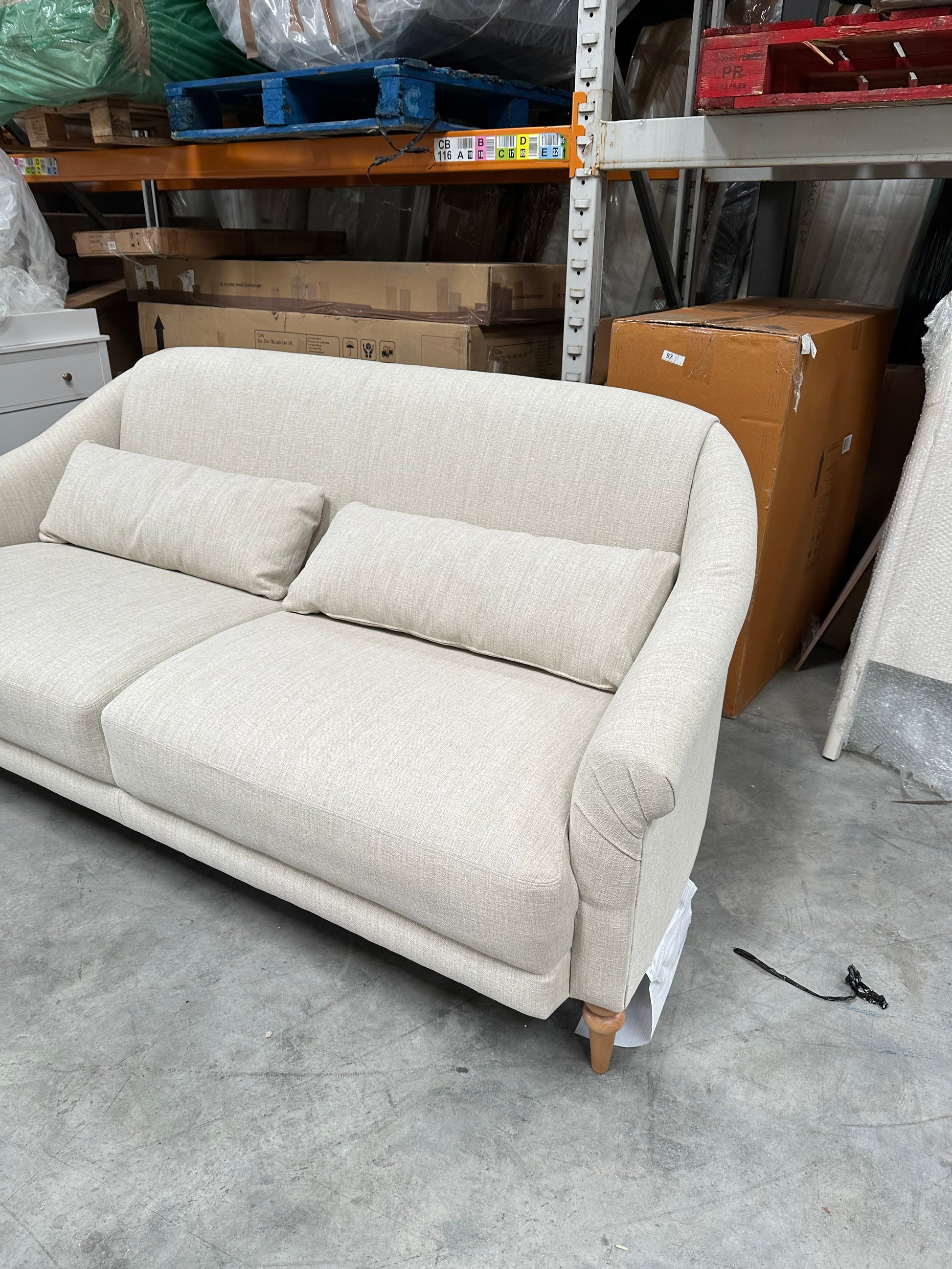 John Lewis Fireside Large 3 Seater Sofa AquaClean Matilda Natural