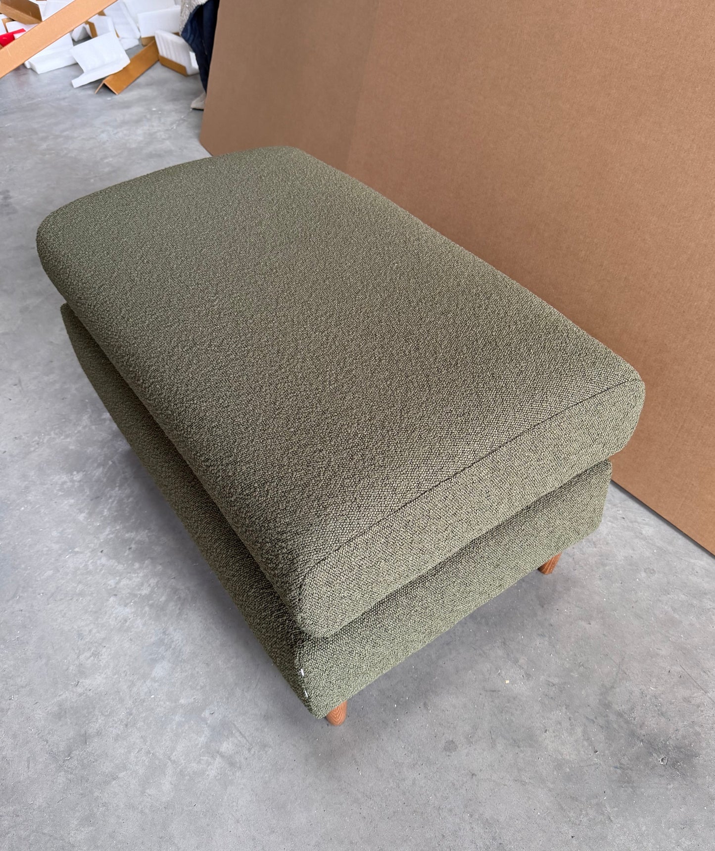 John Lewis Bailey II Footstool twisted boucle Green