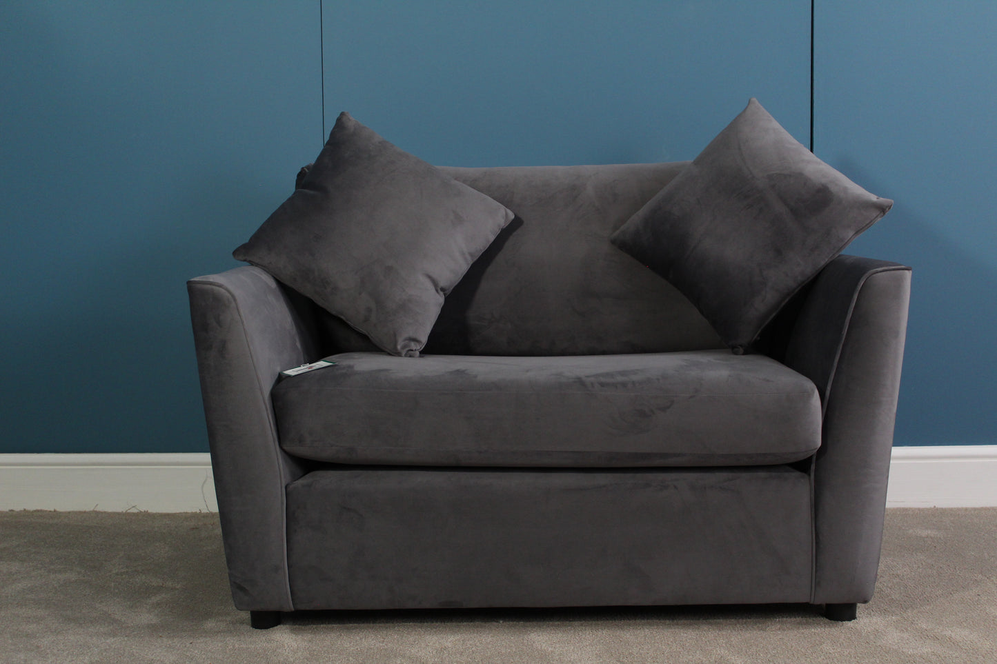 Brook & Wilde Sofa Love Seat Cuddle Chair in Grey Velvet - Made in UK