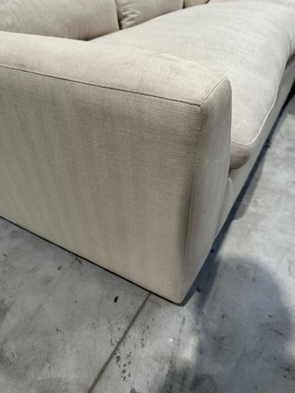 John Lewis Tortona RHF Chaise Sofa Premium Herringbone Fabric Light Legs Natural