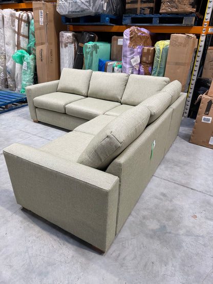 John Lewis Oliver Corner Sofa Light Leg Aquaclean Aston Green