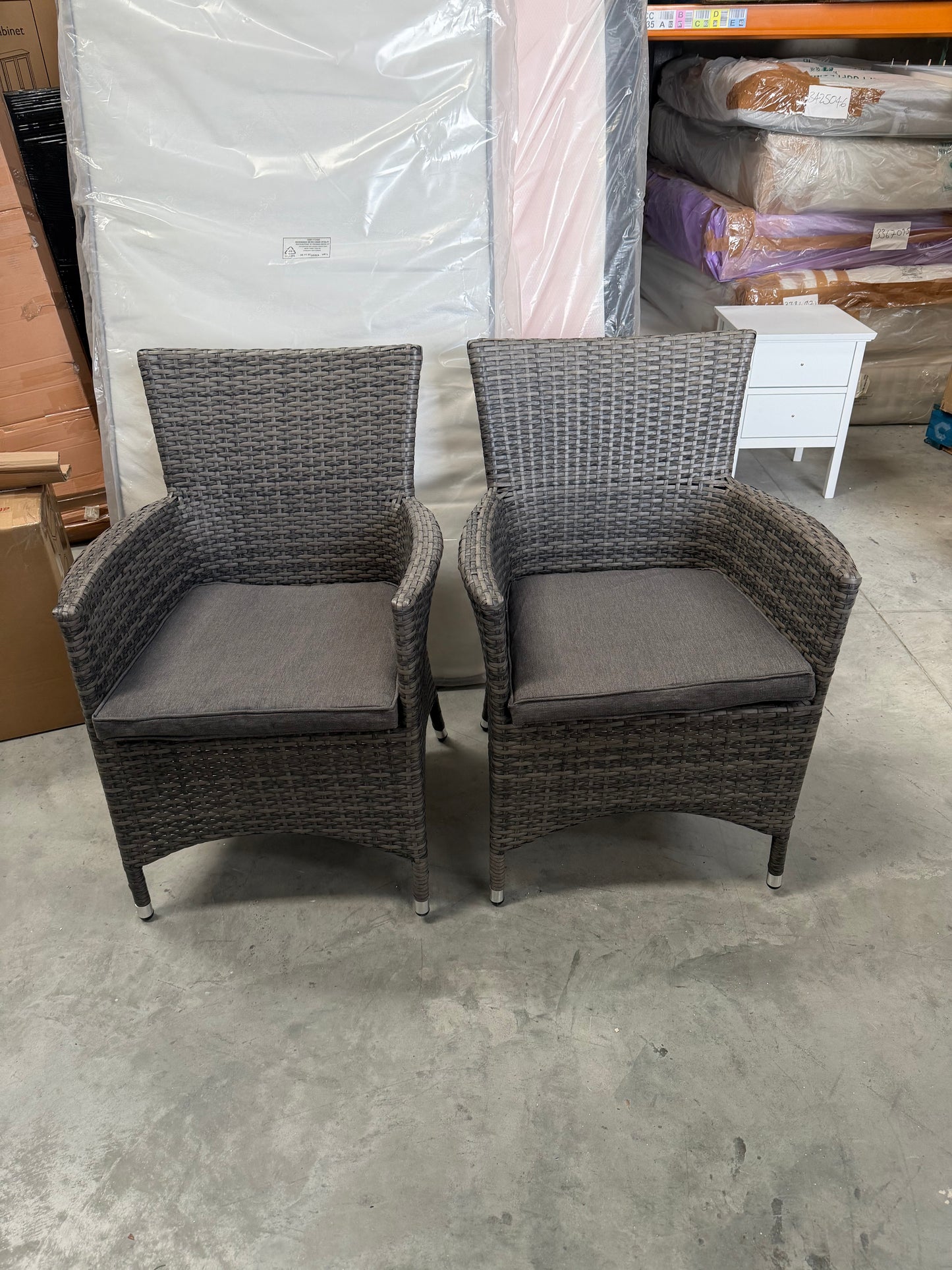 John Lewis Alora Garden Dining Chairs, Set of 2, Brown/Grey READ DESCRIPTION