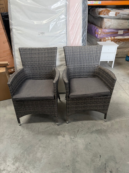 John Lewis Alora Garden Dining Chairs, Set of 2, Brown/Grey READ DESCRIPTION