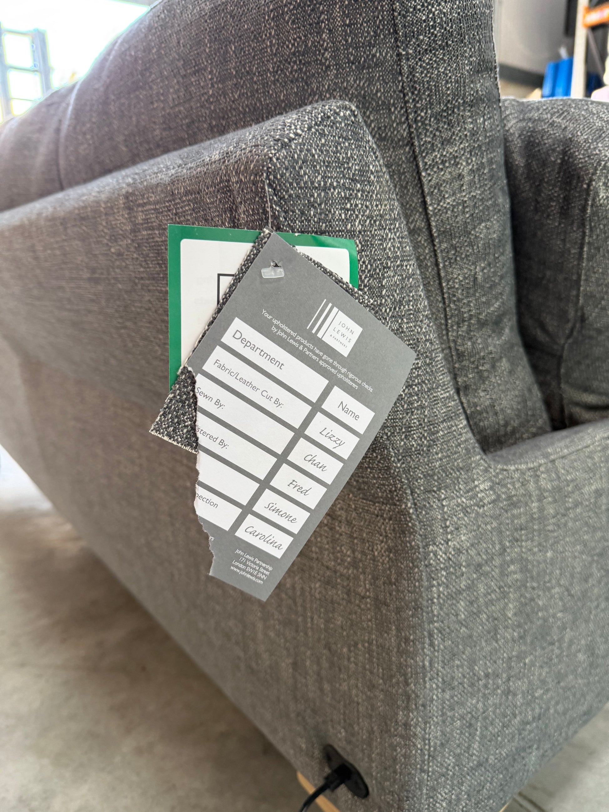 John Lewis Sofa Power Recliner Java Medium 2 Seater Storm Grey Easy Clean