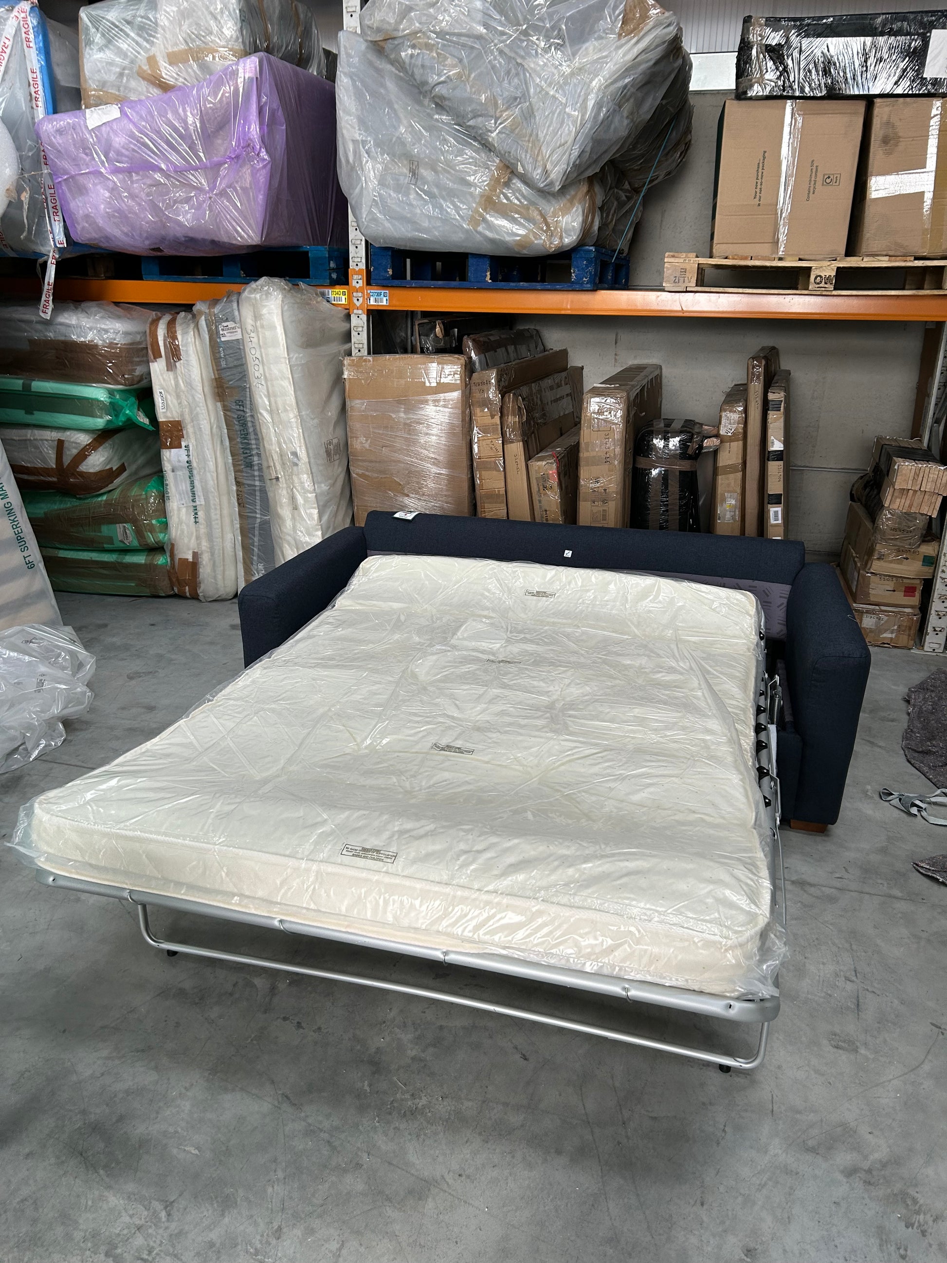 John Lewis Bailey II Double Sofabed Brushed tweed Navy