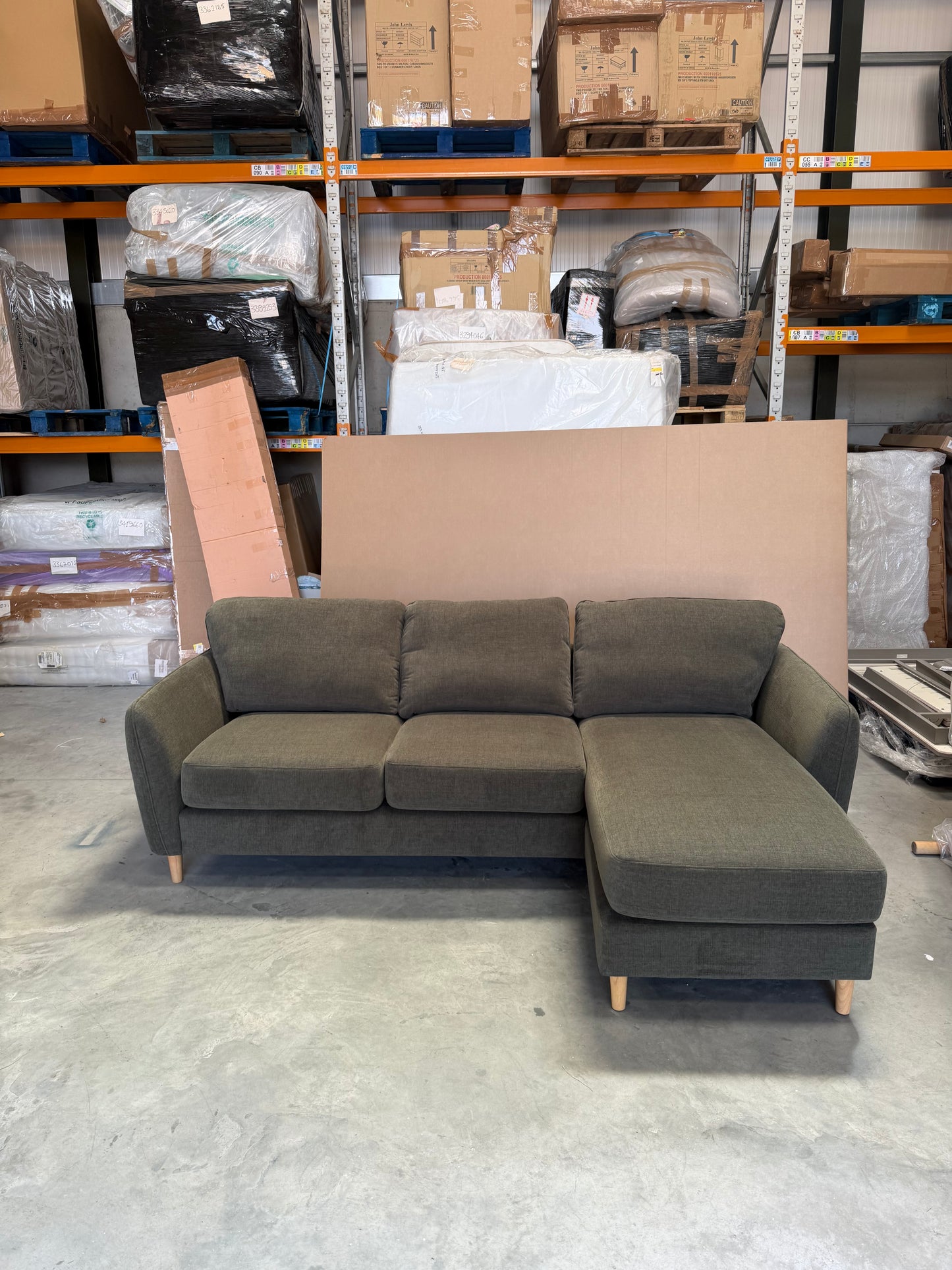John Lewis Hamilton RHF 4 Seater Sofa, Dark Leg, Khaki Chenille