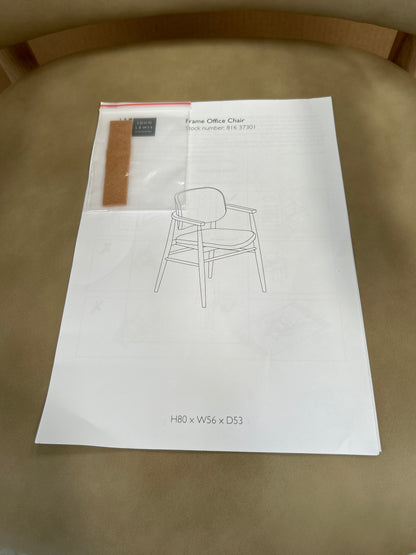 John Lewis Frame Leather Office Dining Chair Natural Oak