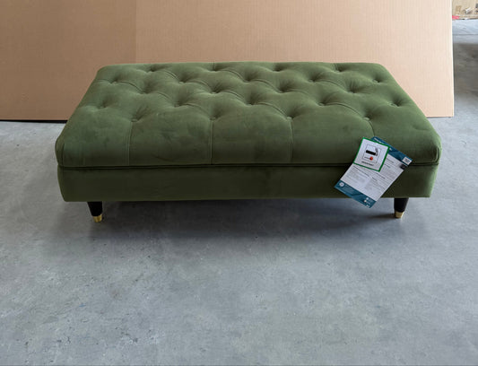 John Lewis Chester Footstool Velvet Green