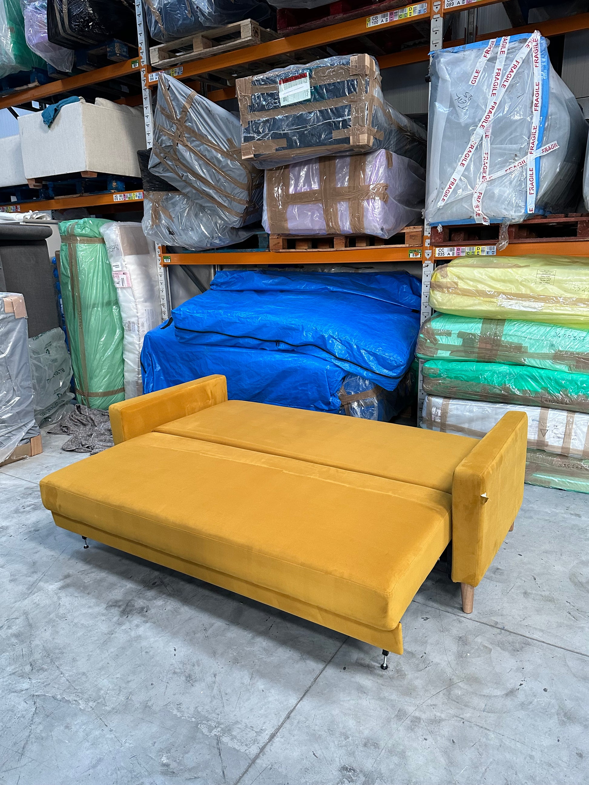 G Plan Vintage The Fifty Four Large 3 Seater Sofa Bed, Plush Turmeric