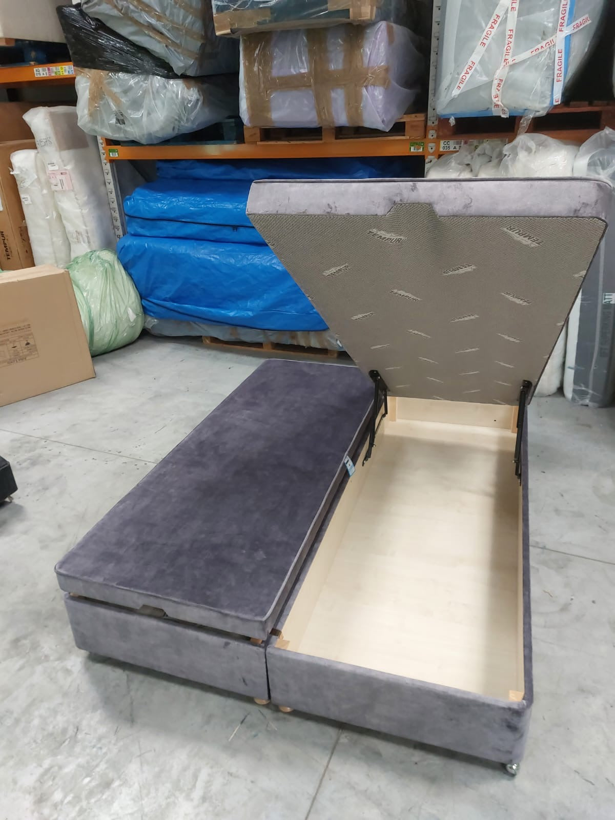 TEMPUR® Suffolk Ottoman Bed, King Size, Armour