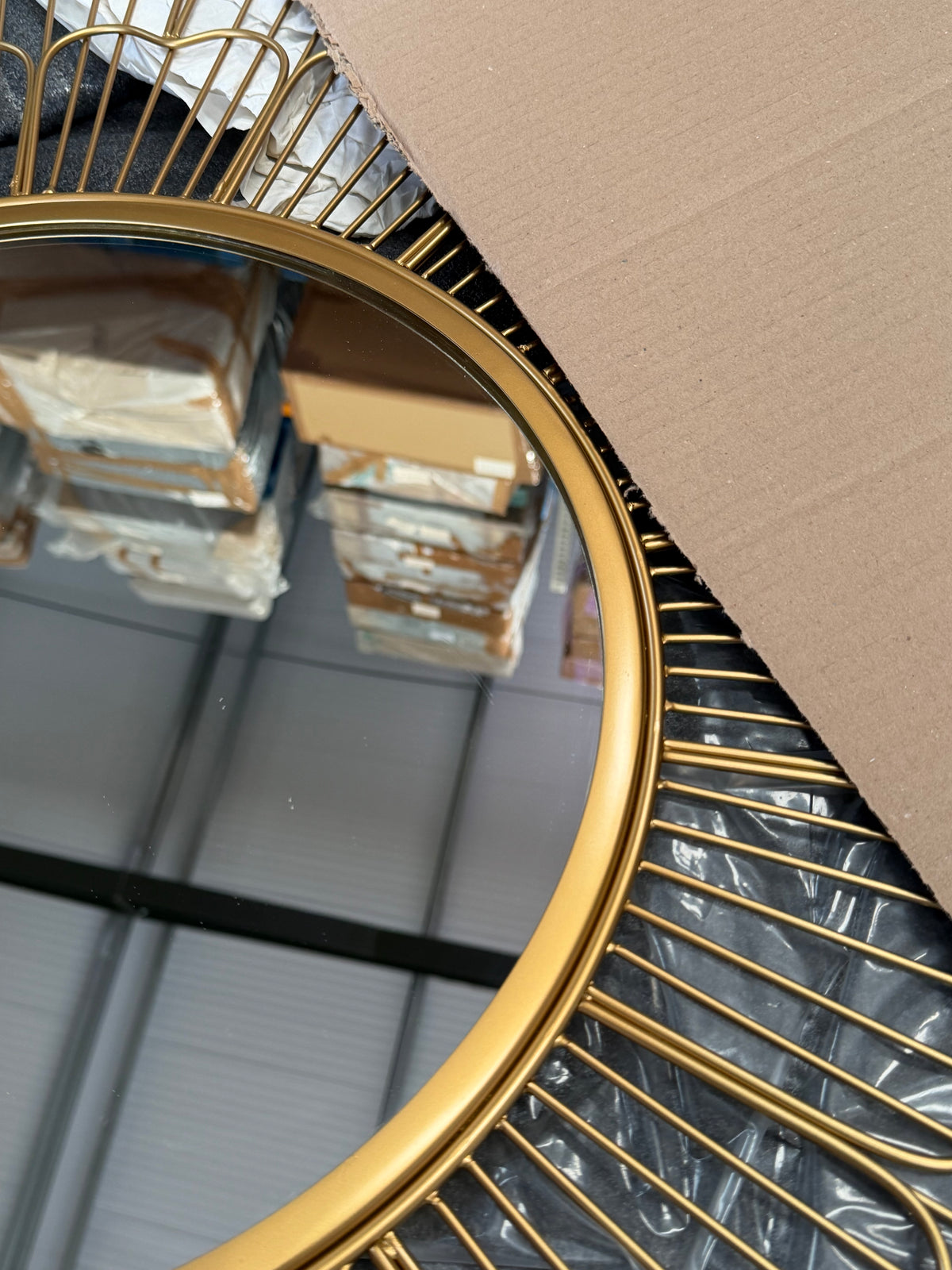 John Lewis Fleur Metal Frame Round Wall Mirror, 81cm, Gold
