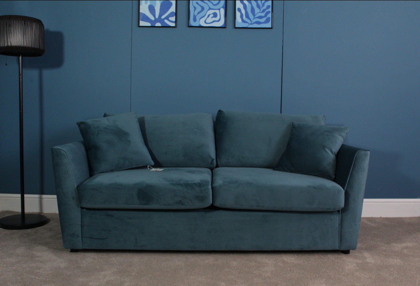 Brook & Wilde 2 Seater Sofa Bed in Teal Velvet - Made in UK - Bespoke