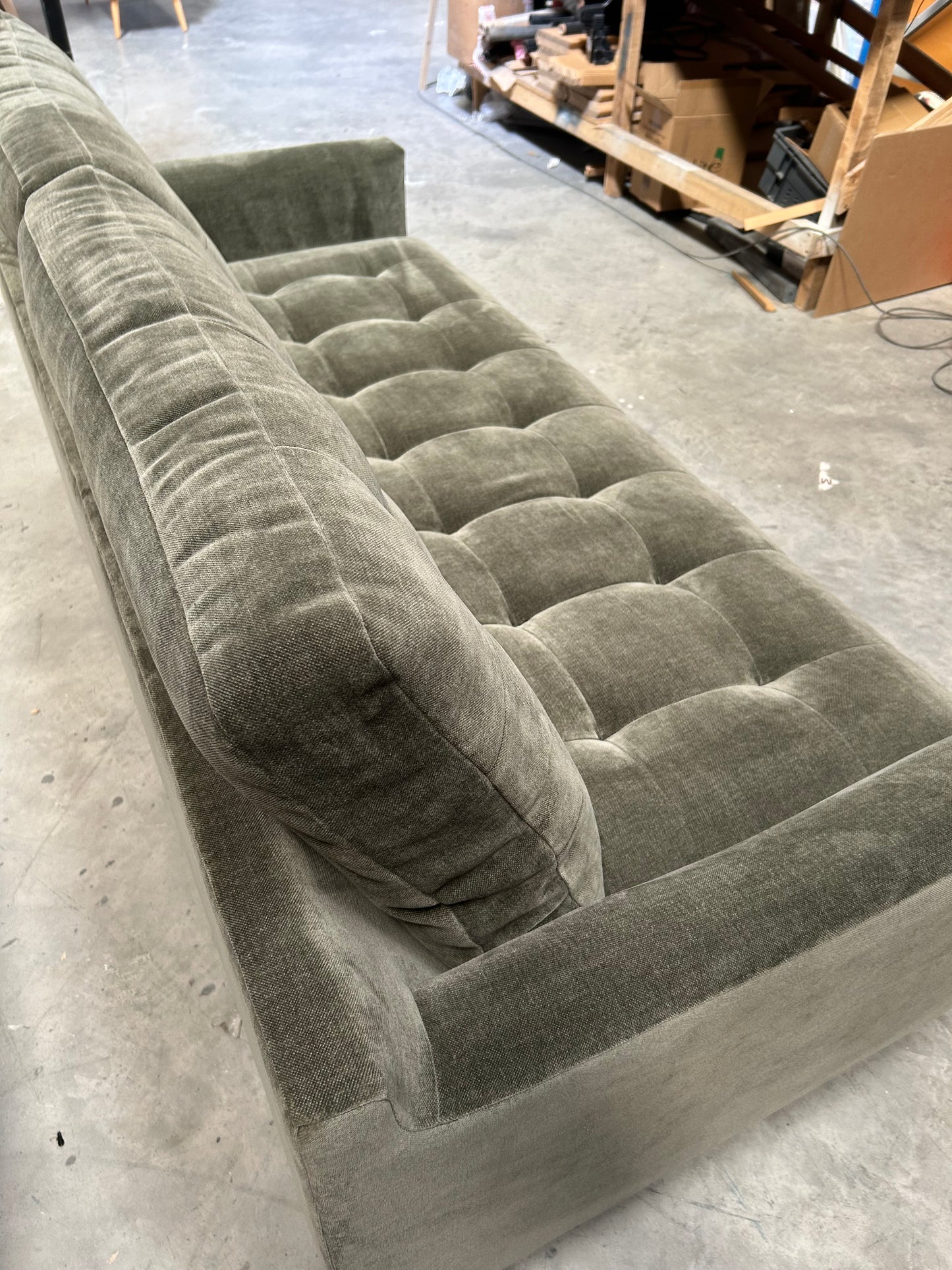 John Lewis Draper II Large 3 Seater Sofa Plush Chenille Moss Green
