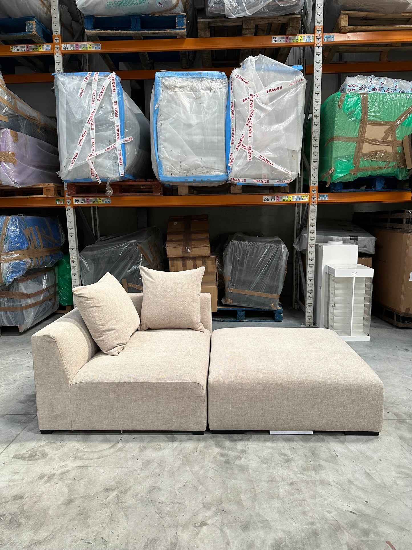 John Lewis Tokyo RHF Large Modular Arm Unit and Footstool Natural