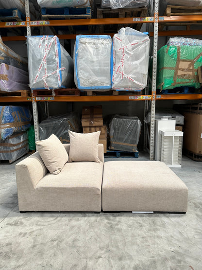 John Lewis Tokyo RHF Large Modular Arm Unit and Footstool Natural