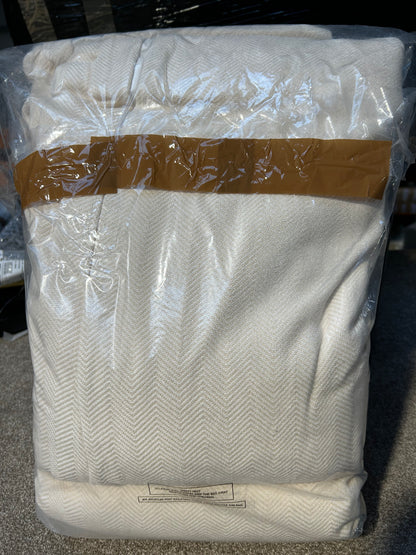 John Lewis Herringbone Weave Pair Lined Pencil Pleat Curtains, Marshmallow, W228 x Drop 274cm