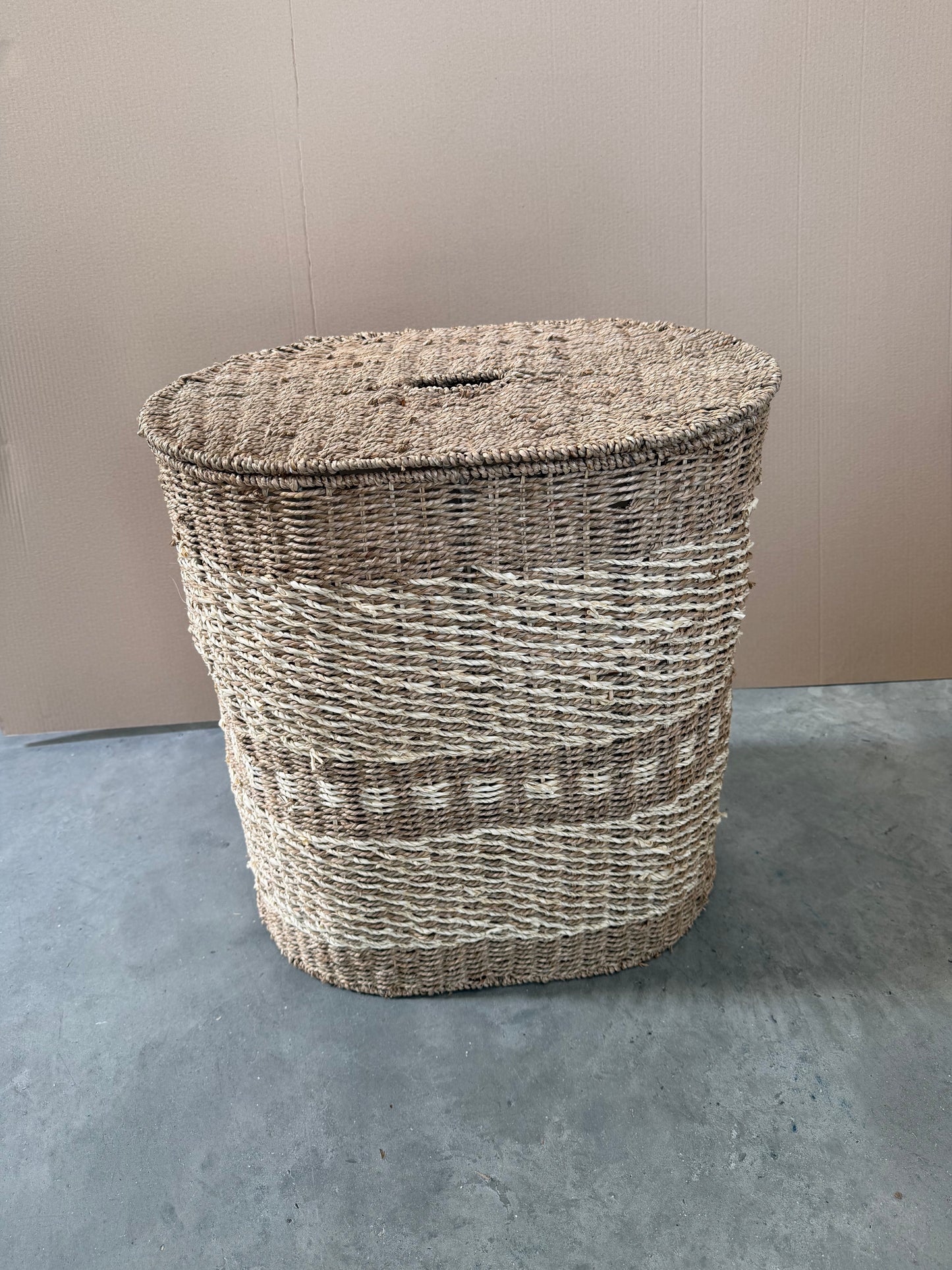 John Lewis Woven Seagrass Oval Laundry Basket, Natural