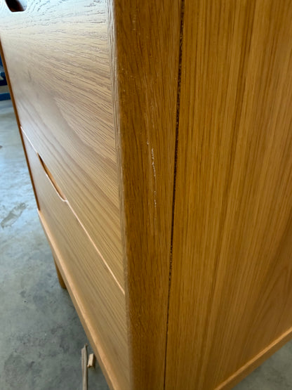 John Lewis Bow 5 Drawer Tallboy Chest, Natural Storage