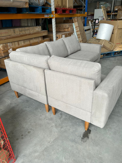 Hutch Fabric Block Arm 4 Seater Corner Sofa - Dove Grey