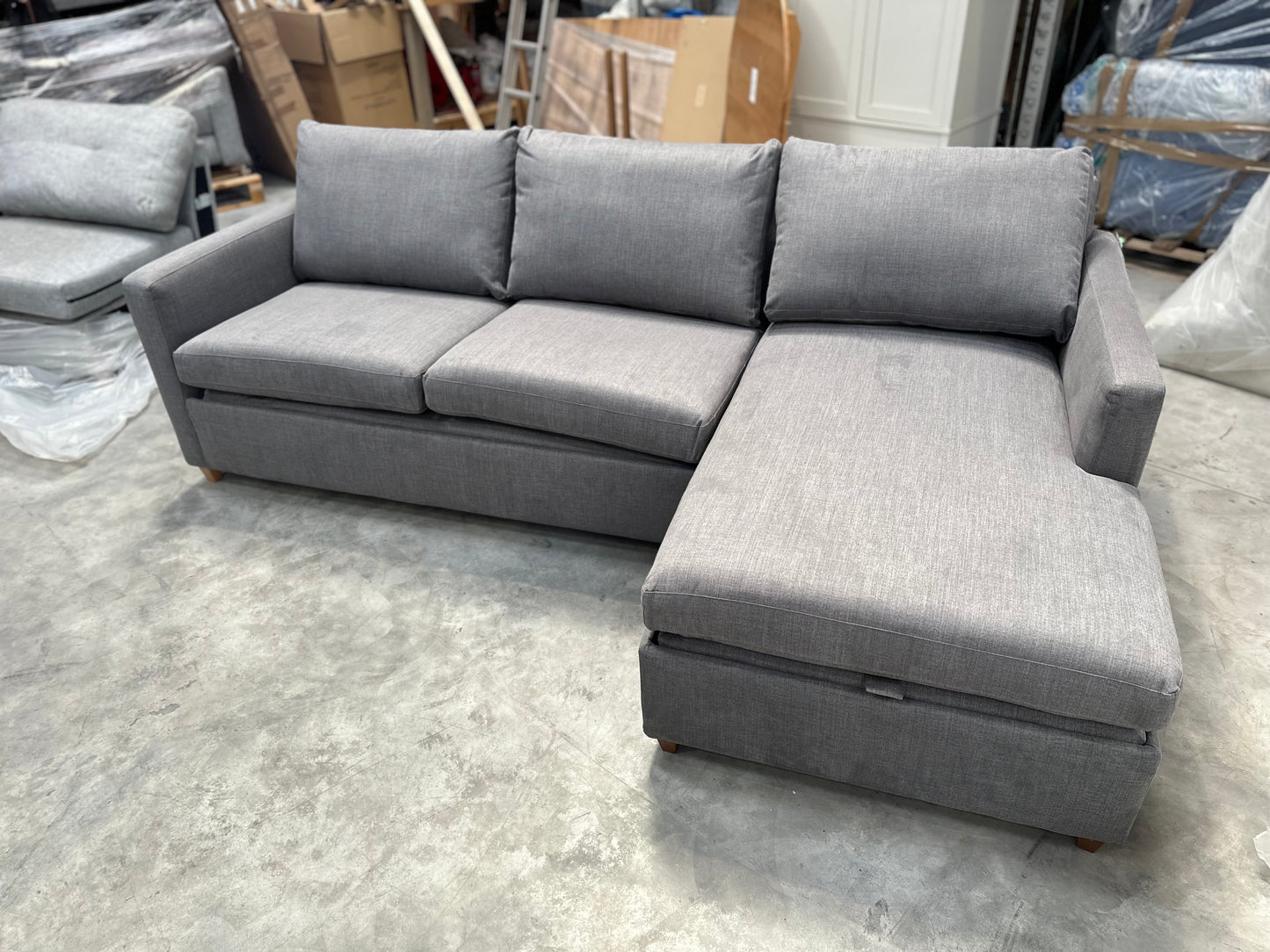 John Lewis Bailey II RHF Chaise End Sofabed, Light Leg in Linen Hatton Steel