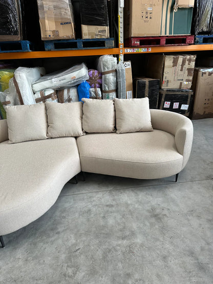 John Lewis Lozenge Grand 5 Seater LHF Chaise End Sofa, Metal Leg, Twisted Boucle Putty