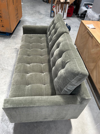 John Lewis Draper II Large 3 Seater Sofa Plush Chenille Moss Green