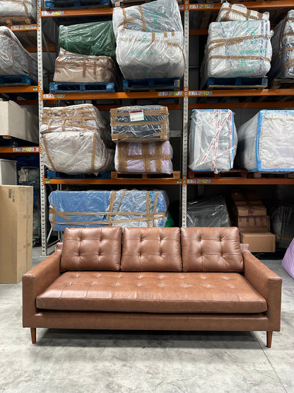 John Lewis Draper II Grand 4 Seater Sofa, Dark Leg Leather Light Tan