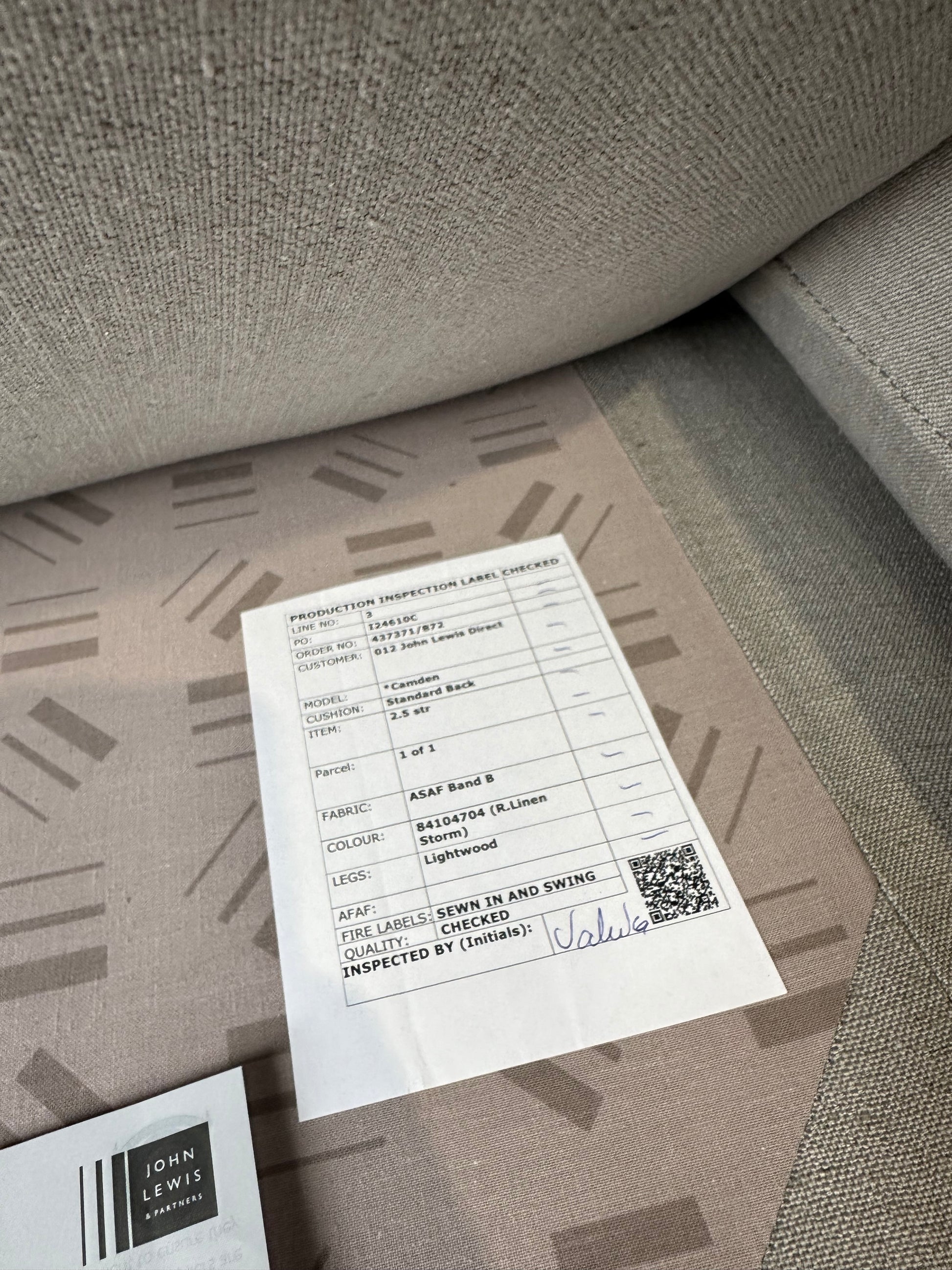 John Lewis Camden Large 3 Seater Sofa in Linen Storm Grey