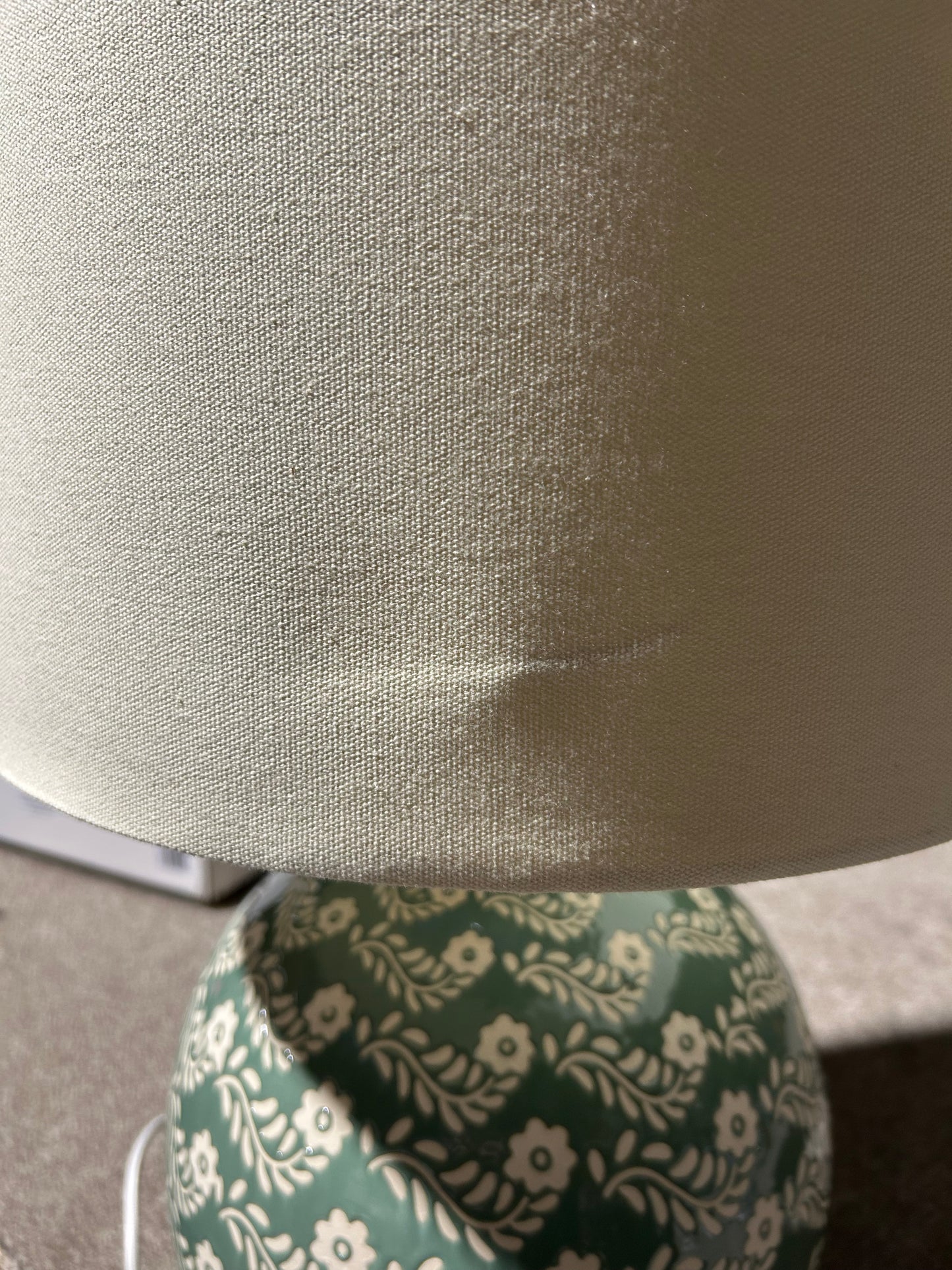 John Lewis Agnes Ceramic Floral Table Lamp, Green