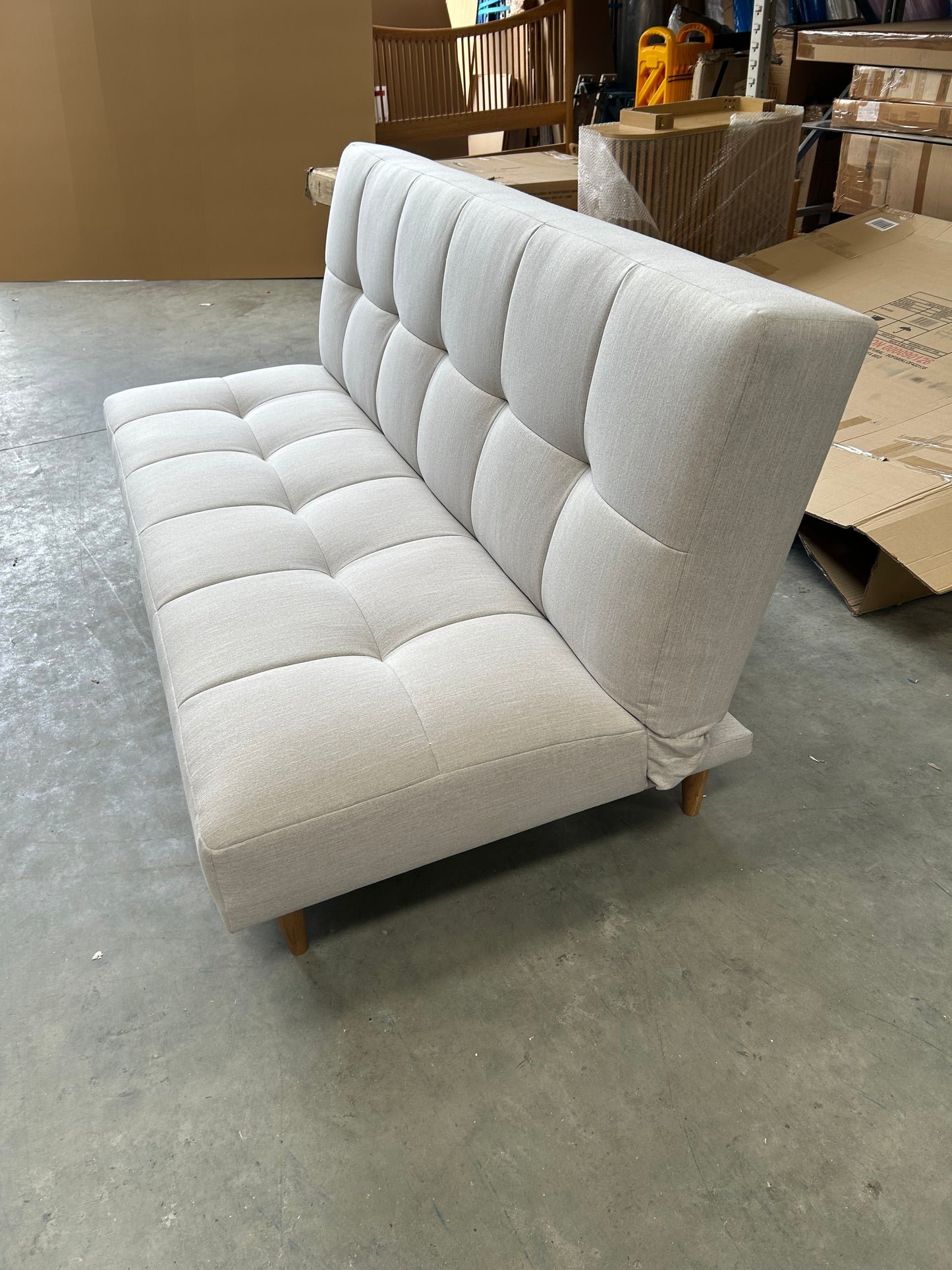 John Lewis Linear Medium 2 Seater Sofa Bed, Light Leg, Topaz Natural