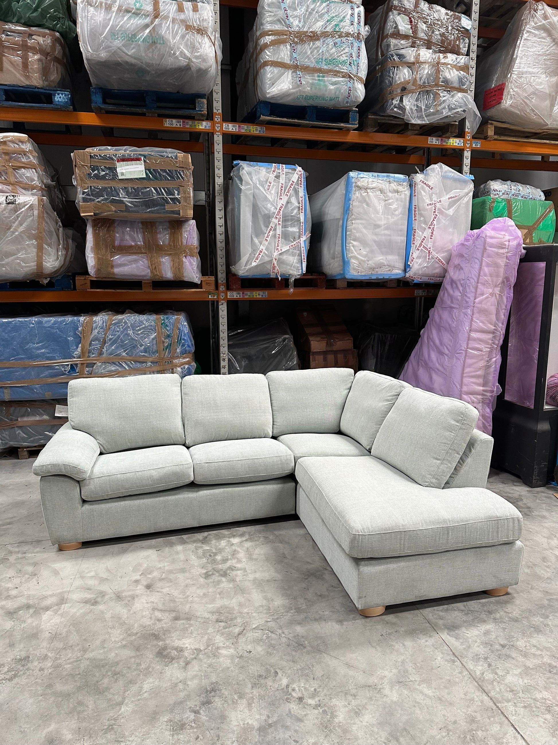 John Lewis Camden 5+ Seater RHF Corner End Chaise Unit, Light Leg, Easy Clean Chunky Chenille Seagrass