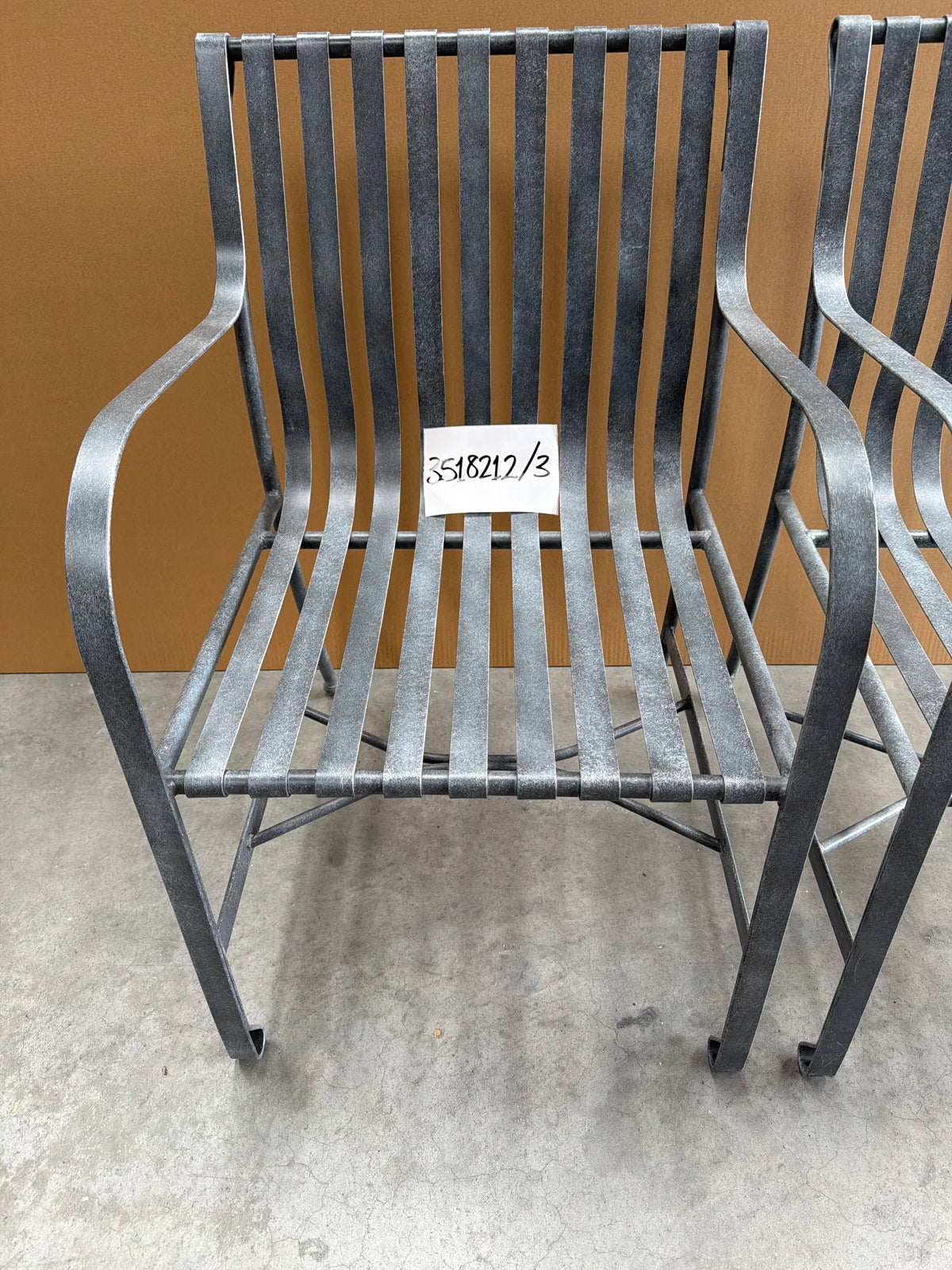 John Lewis Ribbon Metal Garden Dining Armchairs Grey Set of 2