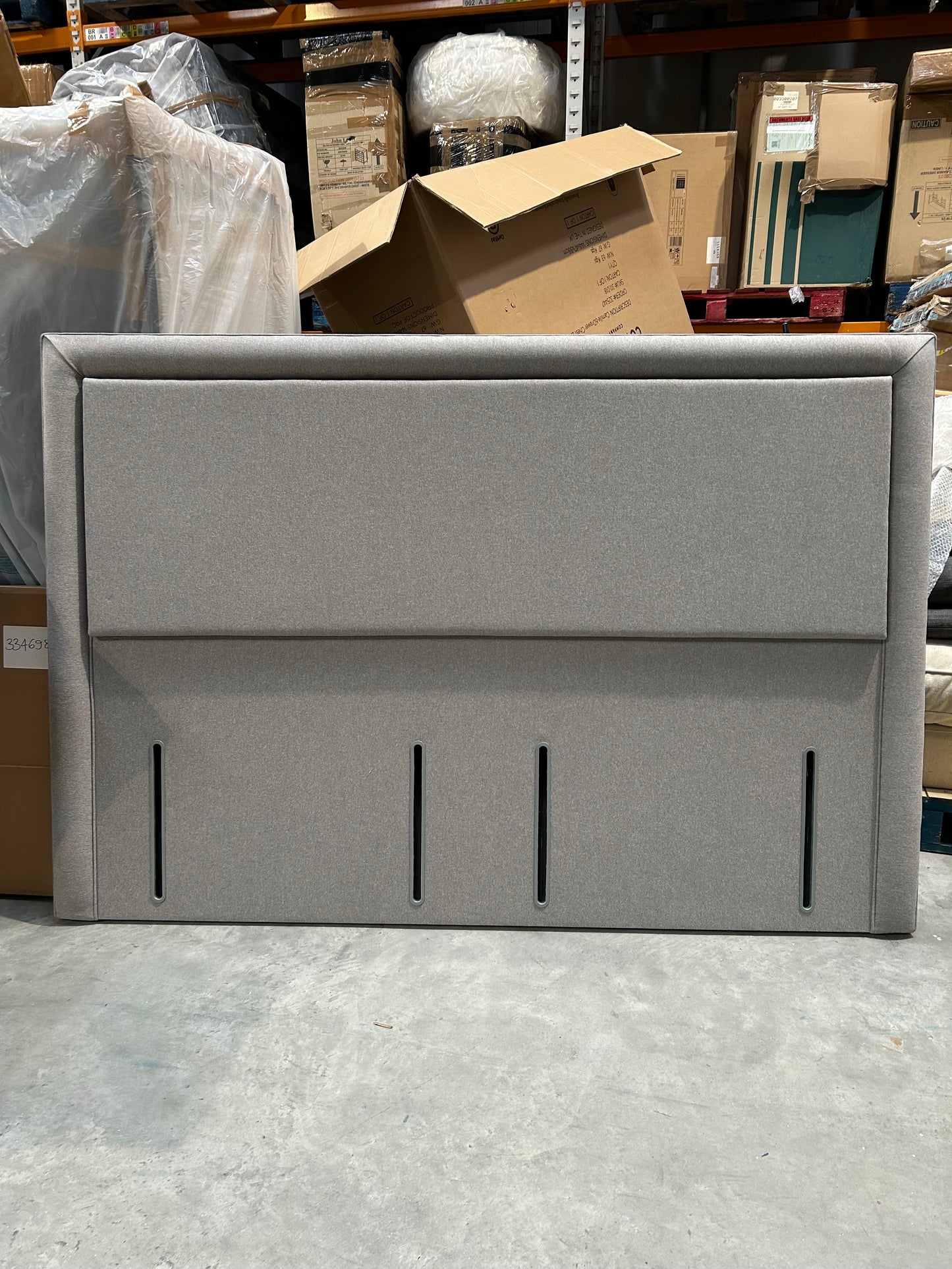 Sealy Beetham Full Height Upholstered Headboard, Super King Size, Silver Fox