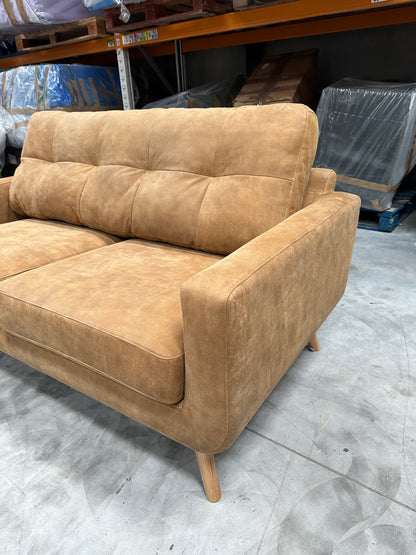 John Lewis Barbican Medium 2 Seater Leather Sofa, Light Leg, Demetra Light Tan