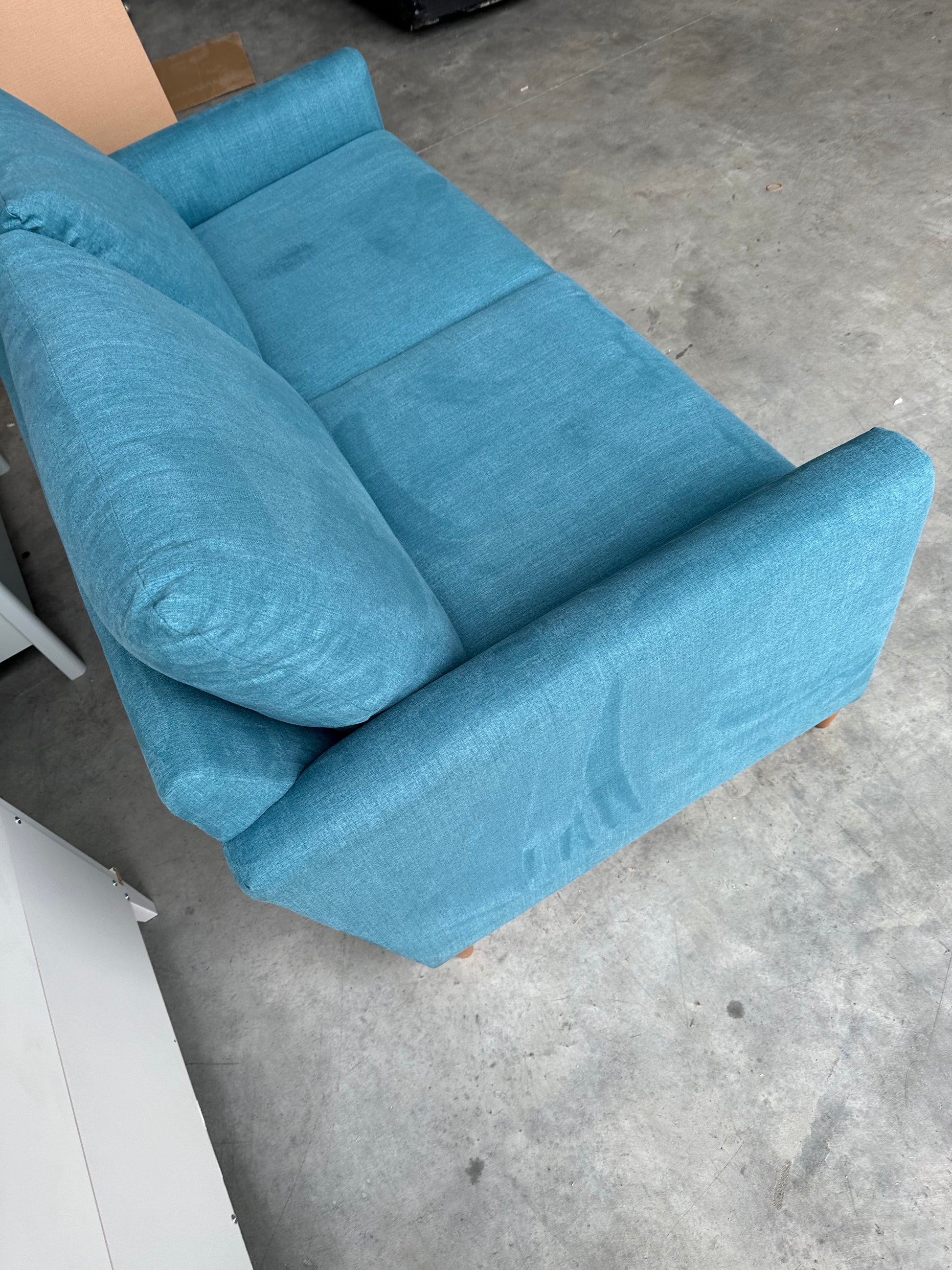 John Lewis Bailey II Double Sofabed Blue Linen Light Wood