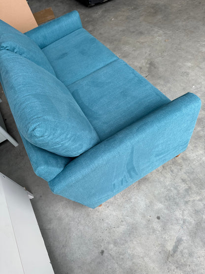 John Lewis Bailey II Double Sofabed Blue Linen Light Wood