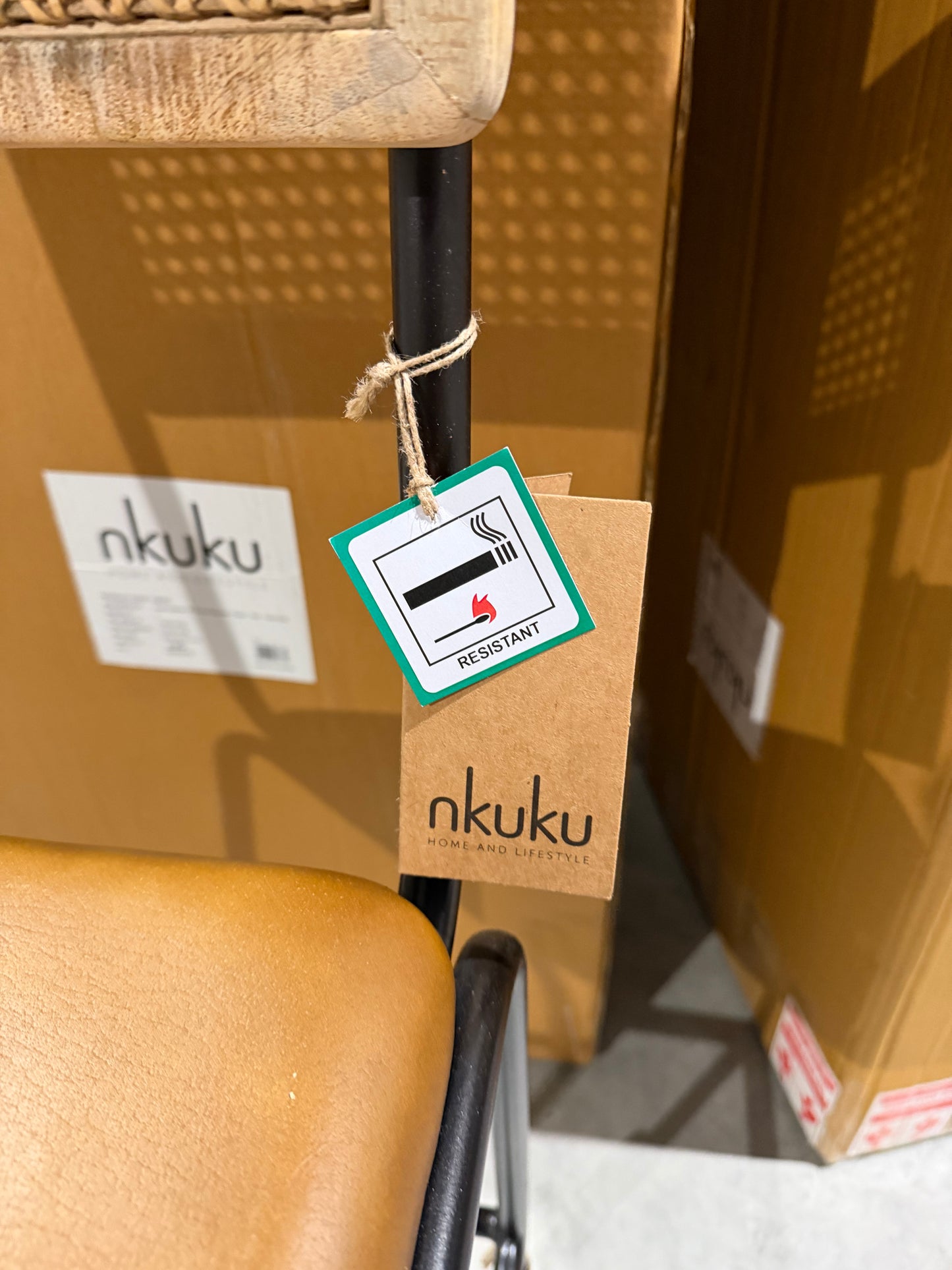 nkuku Iswa Counter Chair, Aged Tan