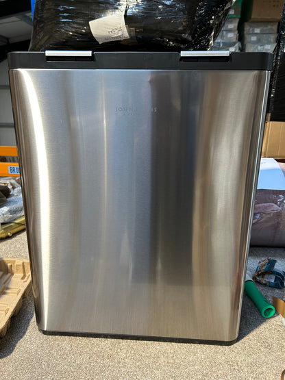 John Lewis 2 Section Touch Recycling Bin, with Handles, Stainless Steel, 30+30L