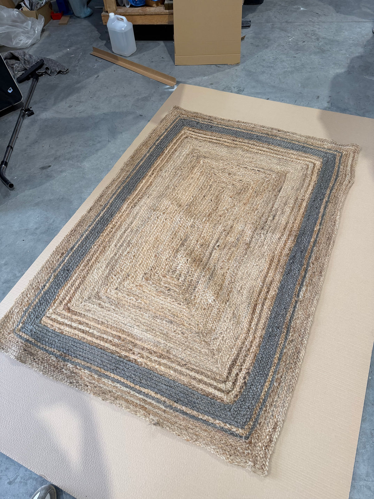 John Lewis Jute Border Rug, Grey, L180 x W120cm