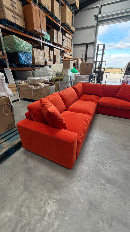 John Lewis Mellow LHF Corner Sofa  Plush Velvet Paprika Easy Clean