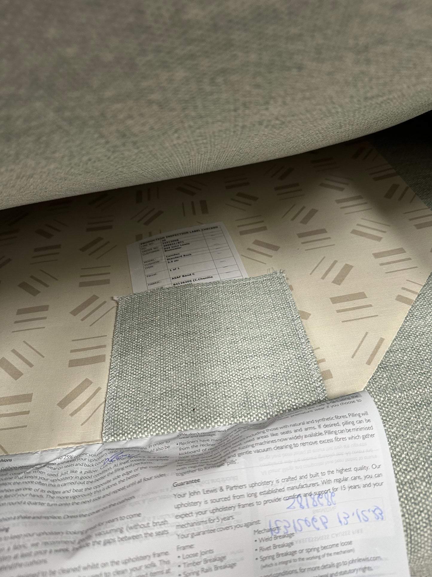 John Lewis Camden Large 3 Seater Sofa Aquaclean Light Blue Seagrass