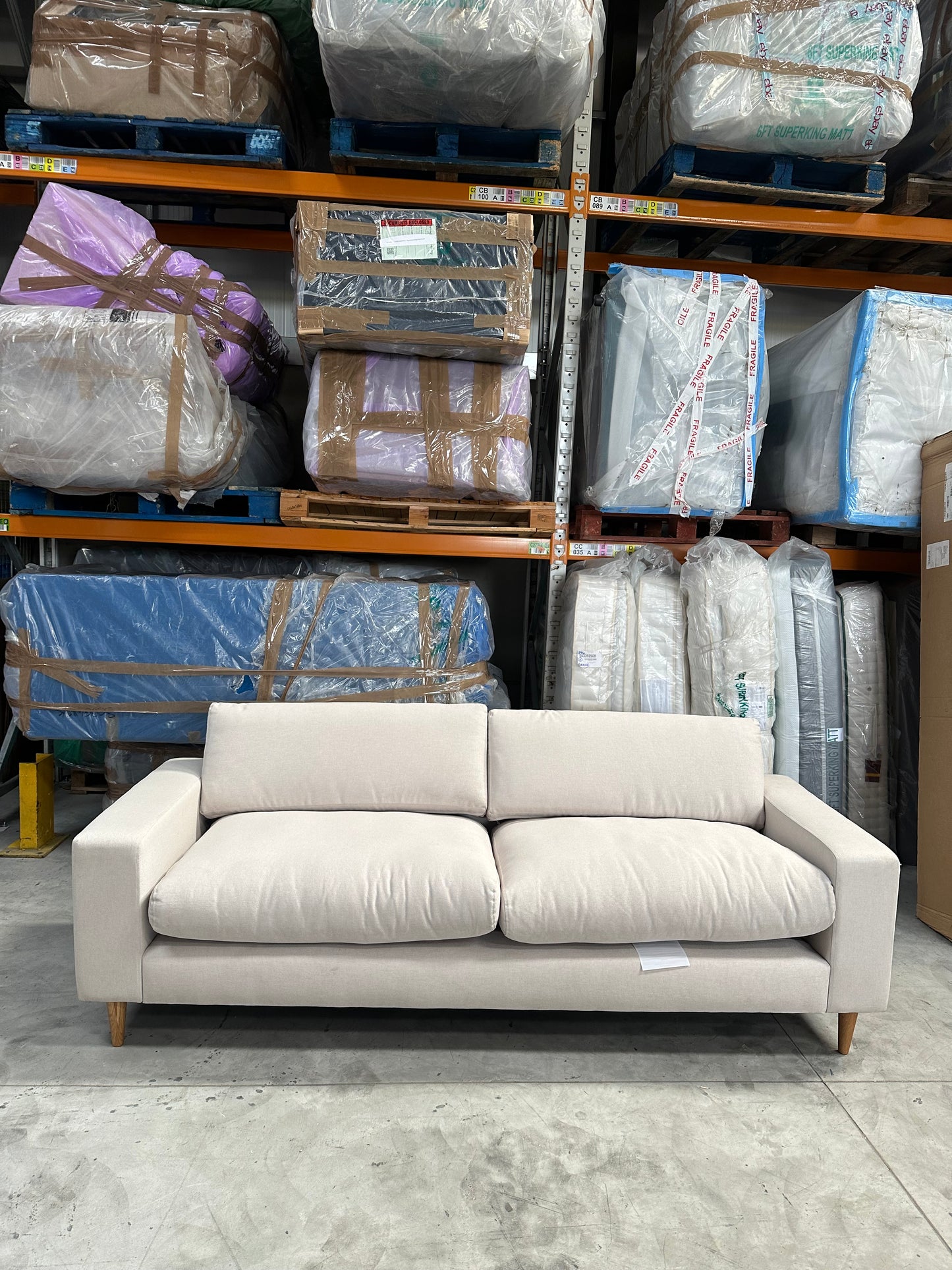 Swoon Evesham Large 3 Seater Sofa, Dark Leg, House Weave Chalk