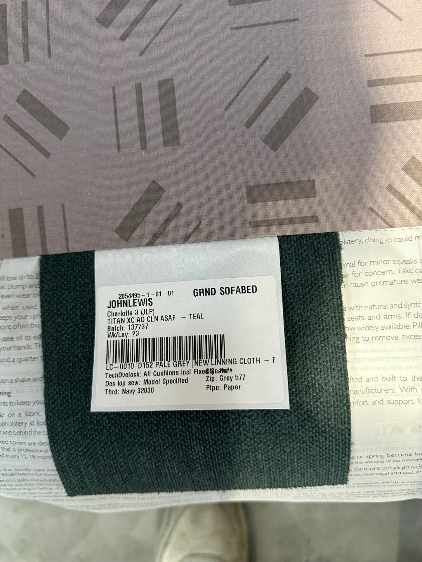 John Lewis Charlotte Grand 4 Seater Sofa Bed , Dark Leg, Teal Aquclean