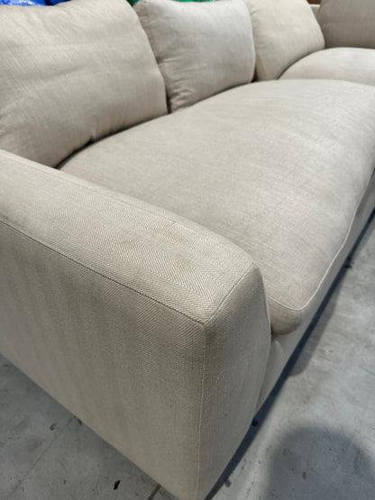 John Lewis Tortona RHF Chaise Sofa Premium Herringbone Fabric Light Legs Natural