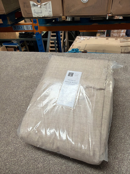 John Lewis Textured Weave Pair Blackout Lined Pencil Pleat Curtains, Natural, W167 x 274