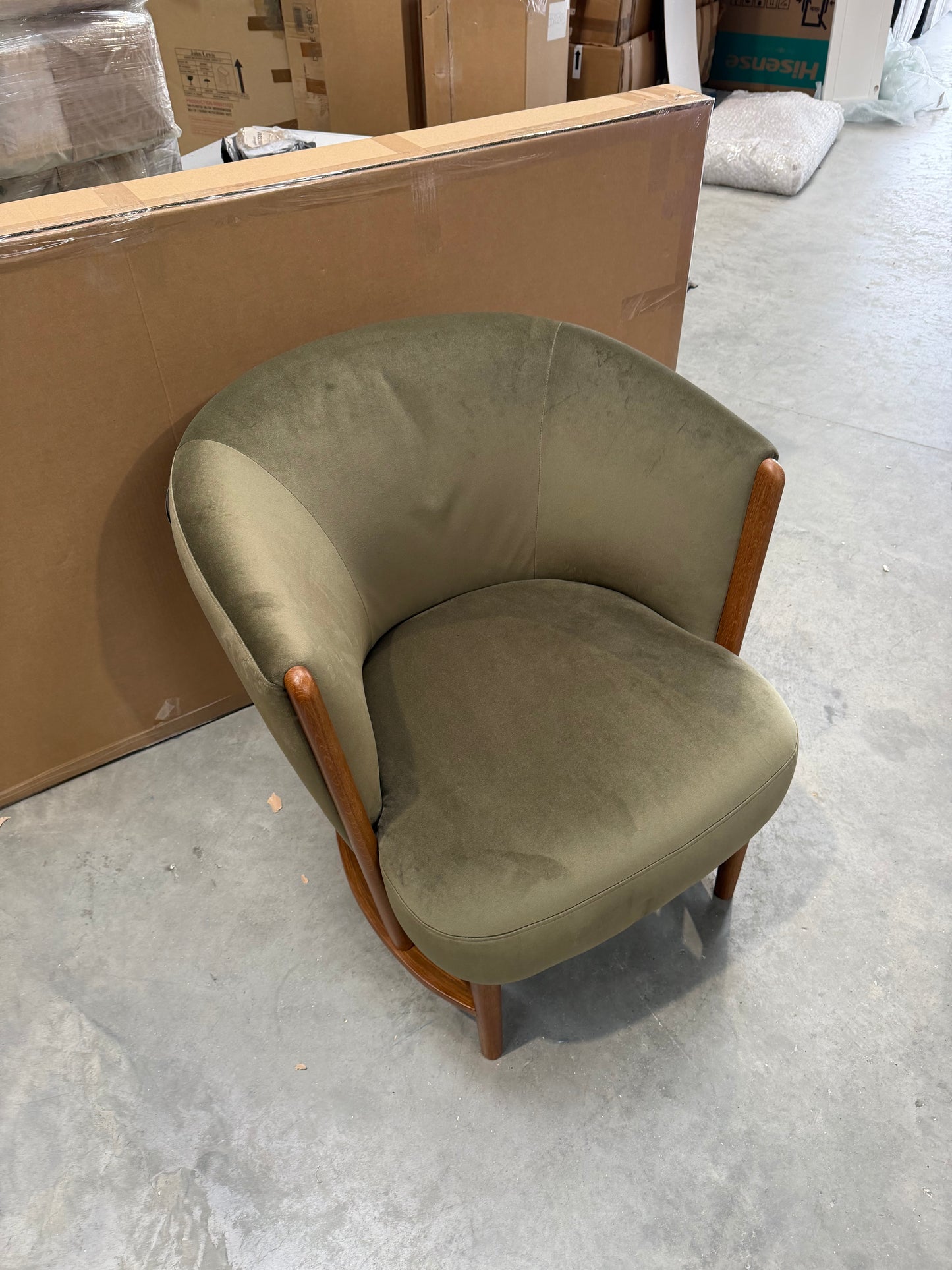 John Lewis Drift Armchair, Dark Leg, Moss Green Smooth Velvet