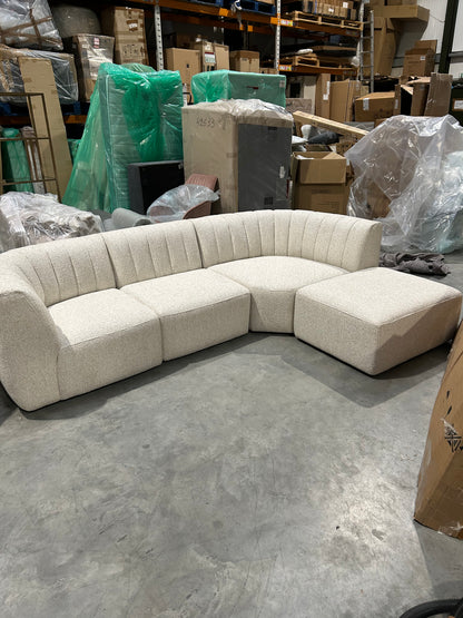 John Lewis Flow RHF Chaise End Sofa Easy Clean Soft Boucle Natural