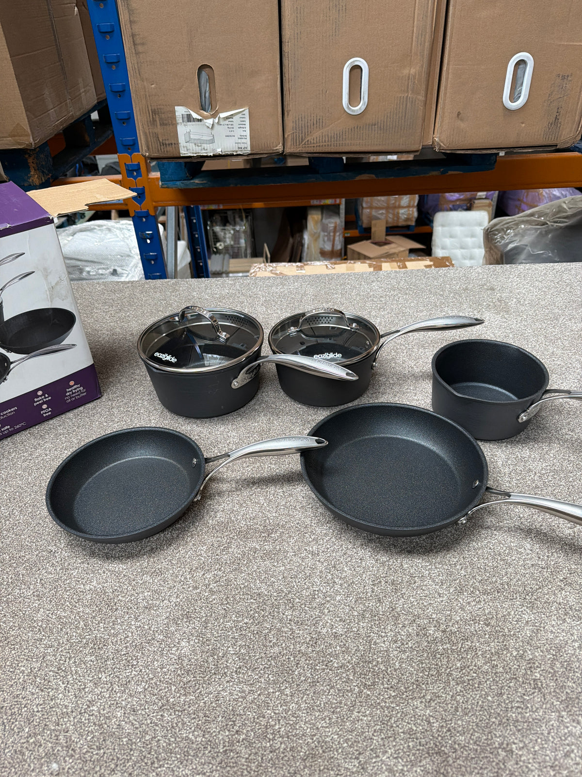 Eaziglide Neverstick3 Professional Aluminium Non-Stick Pan Set, 5 Piece