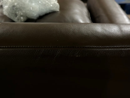 John Lewis Draper II Grand 3 Seater Leather Sofa, Metal Leg, Dark Brown